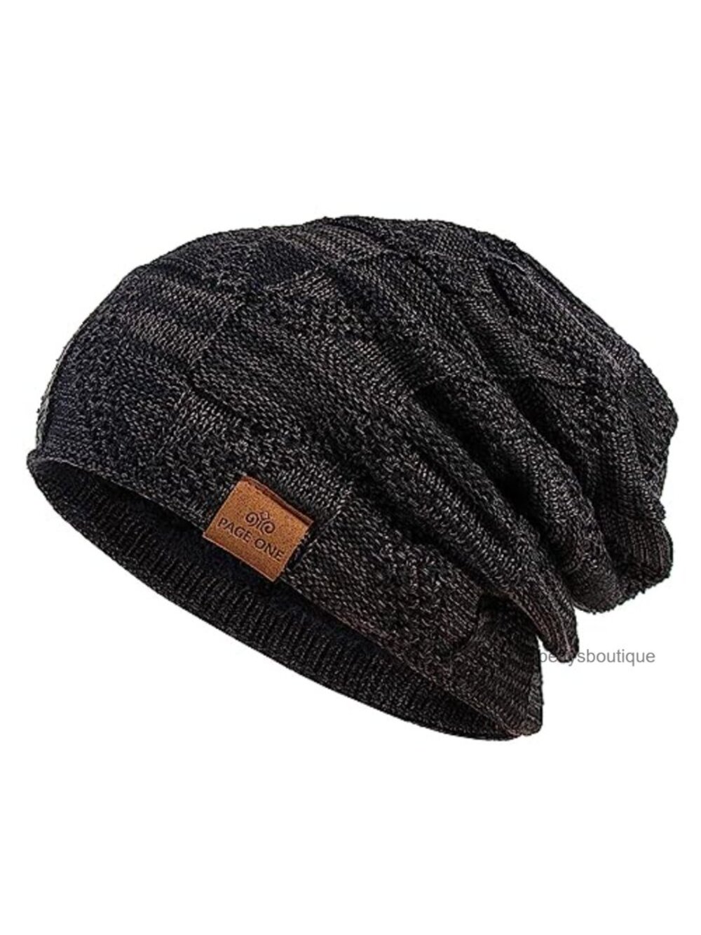 Mens Fleece Lined Slouchy Beanie Warm Cable Knit Skull Cap Winter Hat